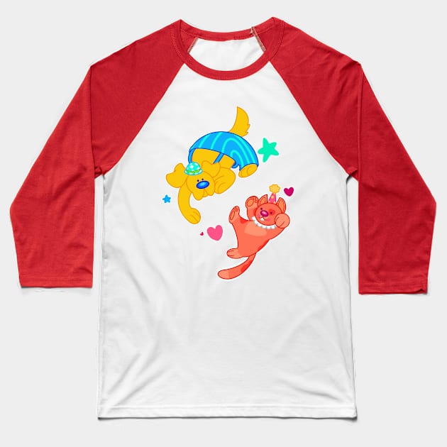 Clown pup and cat Baseball T-Shirt by gargirl